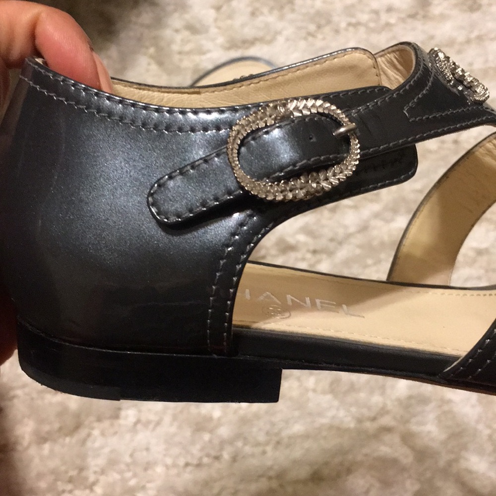 Chanel sandals turquoise blue grey Great condition - Picture 2 of 7